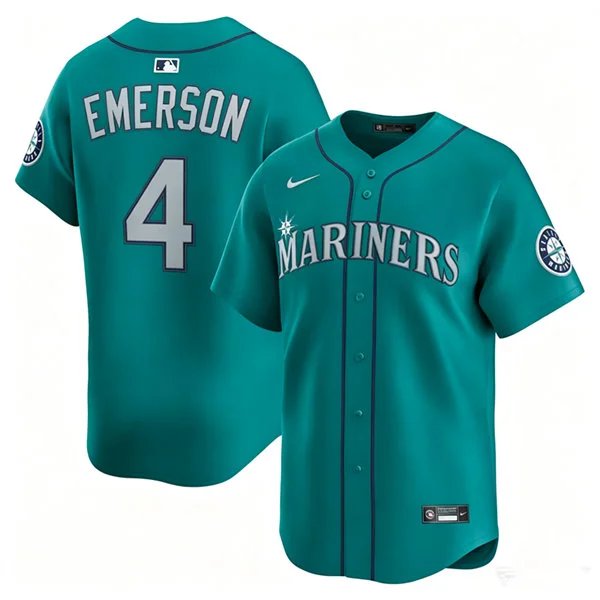 Seattle Mariners #4 Colt Emerson Aqua Limited Stitched jersey