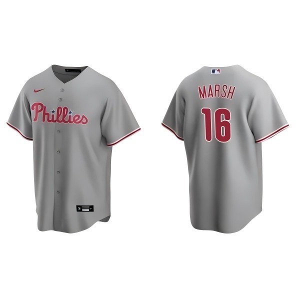 Mens PHI #16 Brandon Marsh Nike Grey Road Limited Jersey