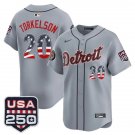 Detroit Tigers #20 Spencer Torkelson Nike Gray USA 250 Fourth of July Road Stadium Jersey