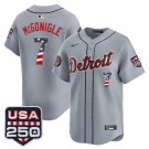 Detroit Tigers #7 Kevin McGonigle Nike Gray USA 250 Fourth of July Road Stadium Jersey