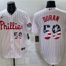 Men's Philadelphia Phillies #59 Jhoan Durán White USA 250 Fourth of July Home Jersey