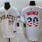 Men's Pittsburgh Pirates #30 Paul Skenes White USA 250 Fourth of July Stitched Jersey