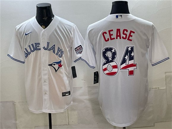 Men's Toronto Blue Jays #84 Dylan Cease White 2026 USA 250 Fourth of July Jersey