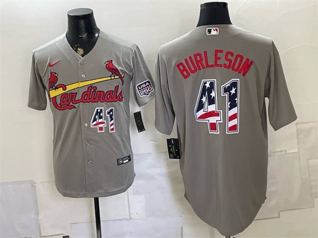 Men's STL #41 Alec Burleson Gray USA 250 Fourth of July Stitched Jersey