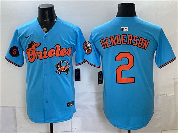 Baltimore Orioles #2 Gunnar Henderson Blue With Patch Vapor Premier Baseball Jersey