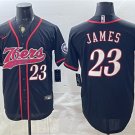 Men's Philadelphia 76ers #23 LeBron James Black Cool Base Stitched Baseball Jersey