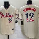 Men's Philadelphia Phillies #12 Kyle Schwarber Cream USA 250 Fourth of July Home Jersey