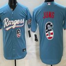 Men's Texas Rangers #6 Josh Jung Blue 2026 USA 250 Fourth of July Stitched Jersey