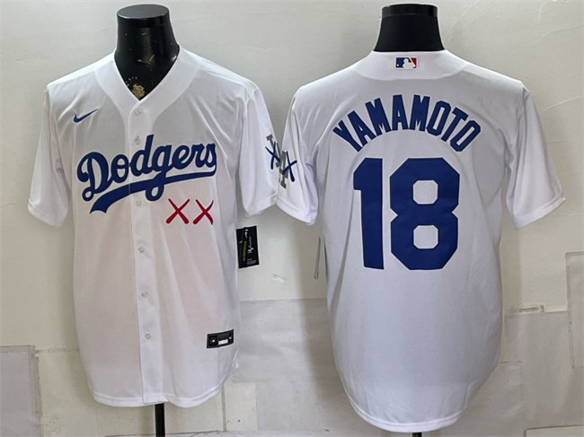 Men's LAD x KAWS #18 Yoshinobu Yamamoto White Vapor Jersey