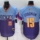 Men's Colorado Rockies #15 Hunter Goodman City Limited Baseball Jersey Blue Purple