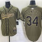 Dodgers #34 Fernando Valenzuela Olive 2026 Armed Forces Day Stitched Jersey