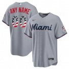 Miami Marlins Custom Gray USA 250 Fourth of July Home Stadium Jersey