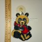 Panda Stained Glass Suncatcher with Red Heart and Red Bow