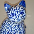 Gorgeous Blue & White Ceramic Kitty Statue