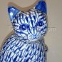 Gorgeous Blue & White Ceramic Kitty Statue