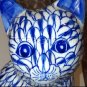 Gorgeous Blue & White Ceramic Kitty Statue