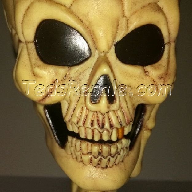 Skeleton Hand Holding Up a Skull Head Goblet