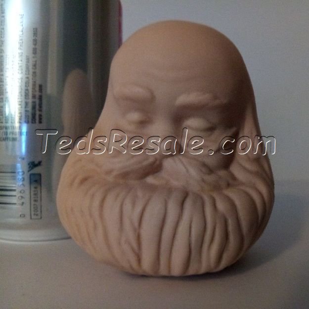 Old Man Santa Looking Down with his Glasses, Unpainted Ceramic Head (pink)