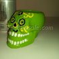 Green Skull with Hand Painted Face, Ceramic