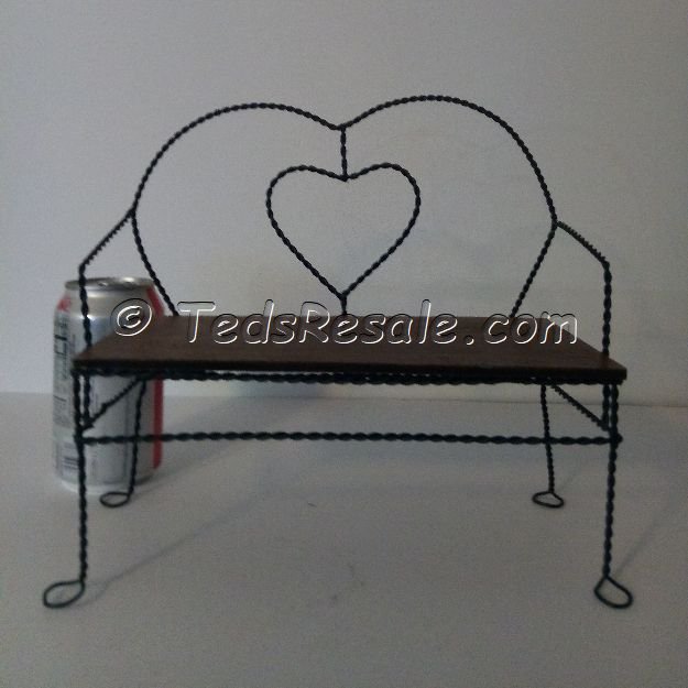Bench, Mini Love Heart made with Wire and Wood