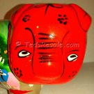 Red Faced "Piggy Bank" with Painted Scene of Native People