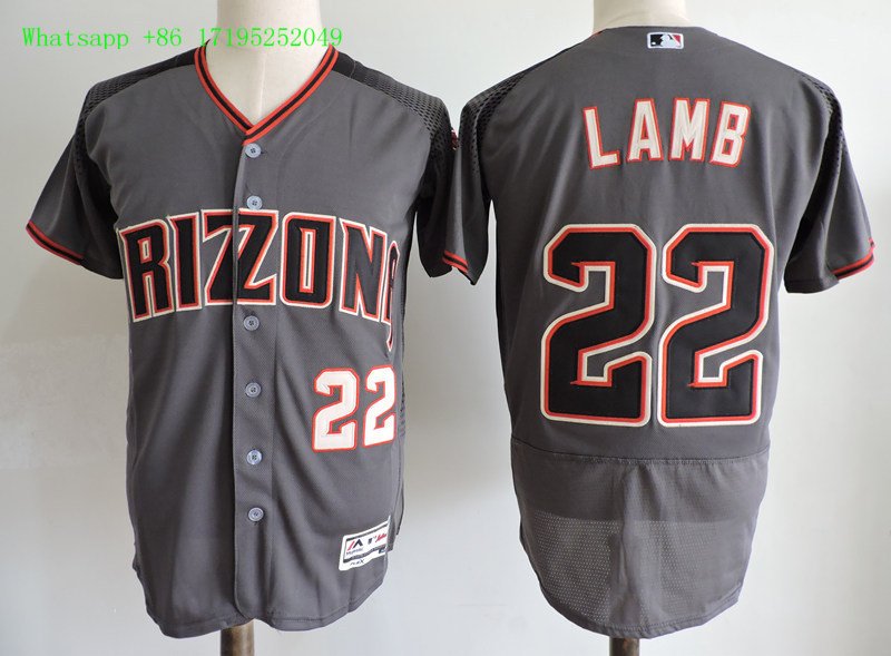 22 Jake Lamb Stitched Baseball Jersey Color grey 1