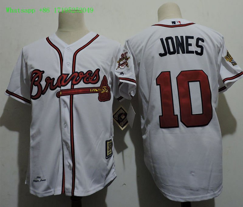 10 Chipper Jones Stitched Baseball Jersey Color while 1