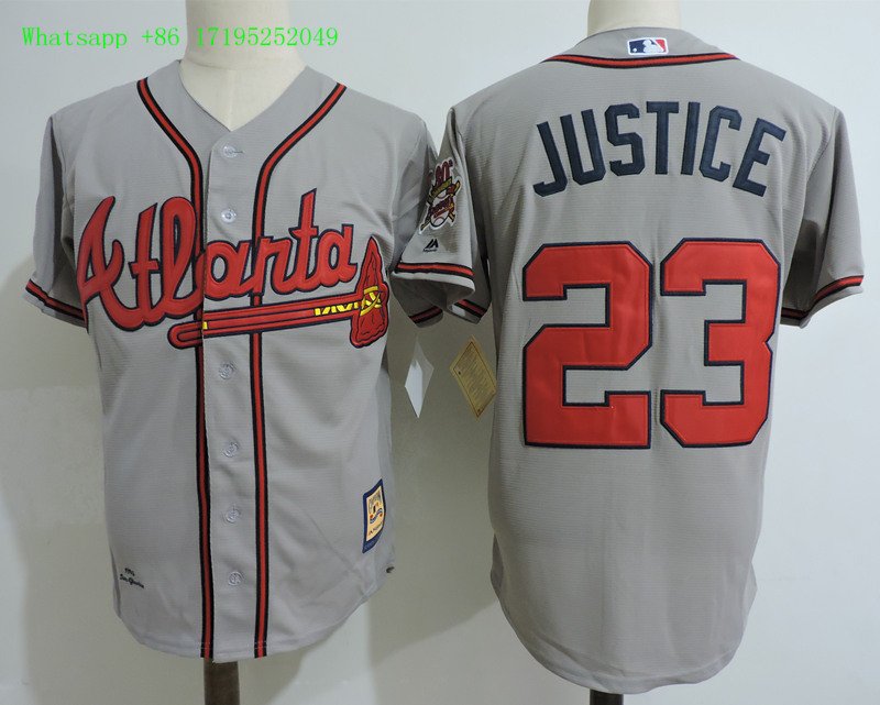 23 David Justice Stitched Baseball Jersey Color grey 1