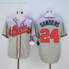 24 Deion Sanders Stitched Baseball Jersey Color grey 1