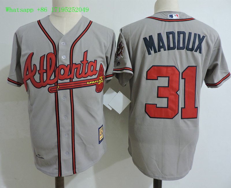 31 Greg Maddux Stitched Baseball Jersey Color grey 1