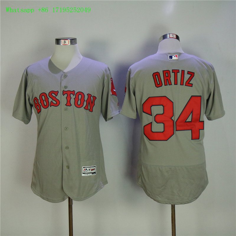 34 David Ortiz Stitched Baseball Jersey Color grey 1