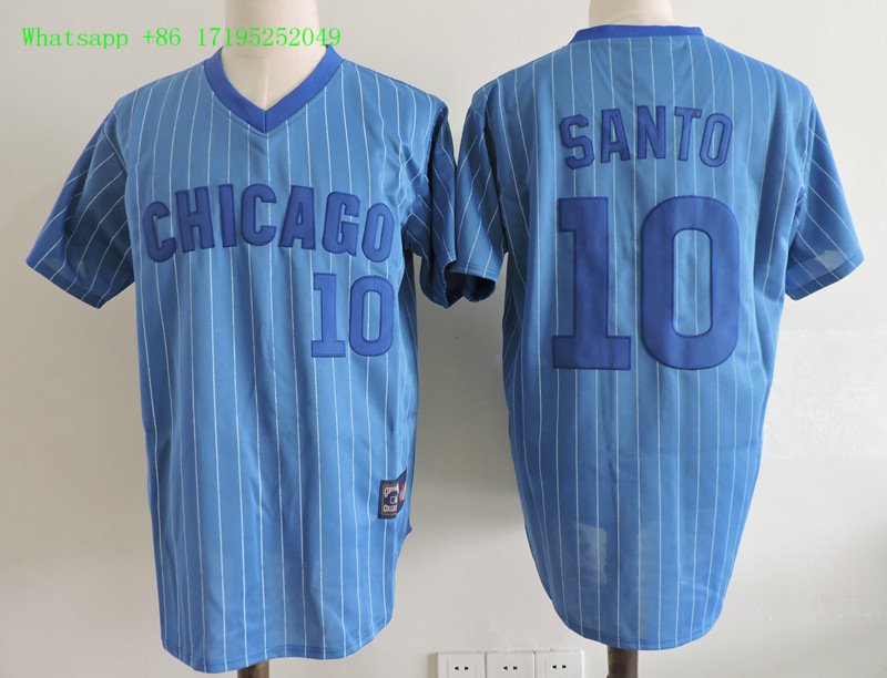 10 Ron Santo Stitched Baseball Jersey Color blue 1