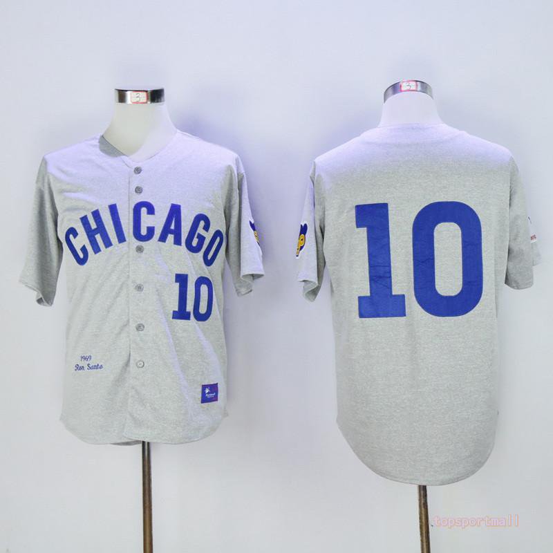 10 Ron Santo Stitched Baseball Jersey Color grey 2