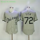 72 Carlton Fisk Stitched Baseball Jersey Color grey 1