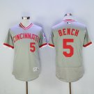 5 Johnny Bench Stitched Baseball Jersey Color grey 1