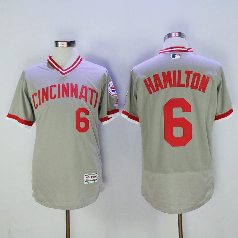 6 Billy Hamilton&Acirc;&nbsp;Stitched Baseball Jersey Color grey 1