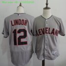 12 Francisco Lindor Stitched Baseball Jersey Color grey 1