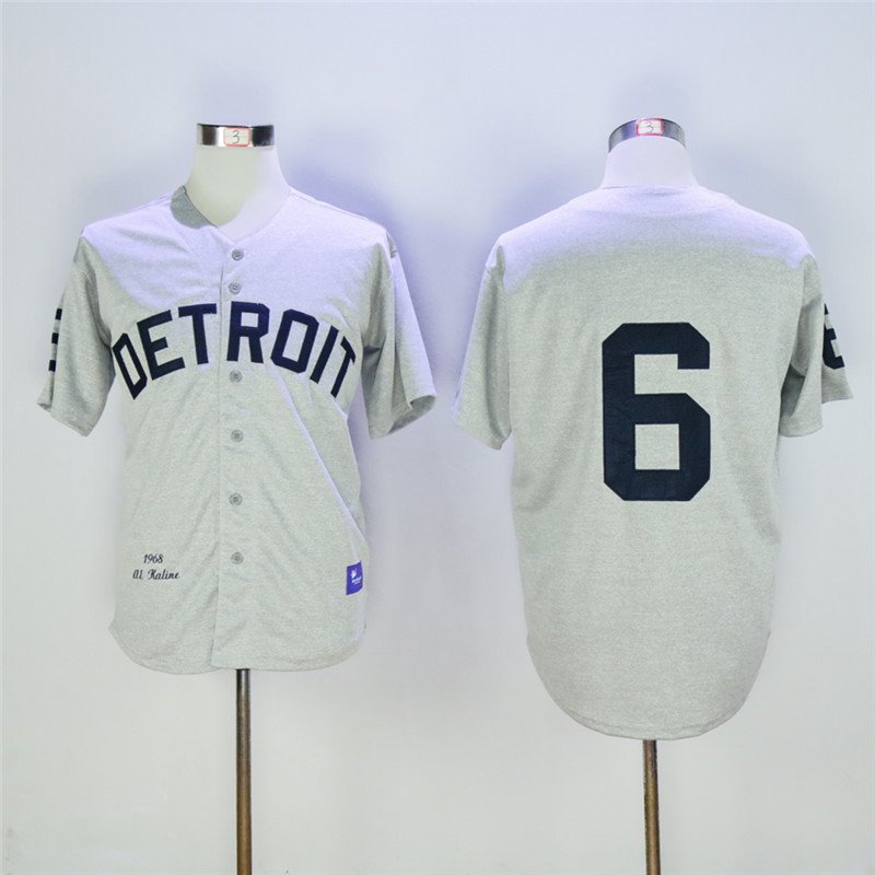 6 Al Kaline Stitched Baseball Jersey Color grey 1