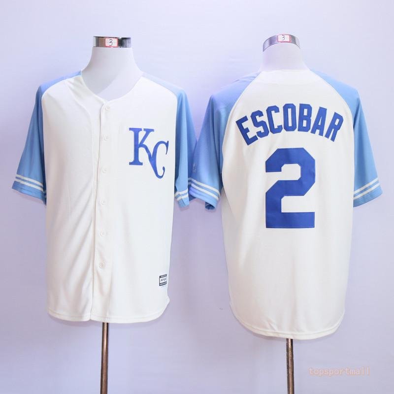 2 Alcides Escobar&Acirc;&nbsp;Stitched Baseball Jersey while 1