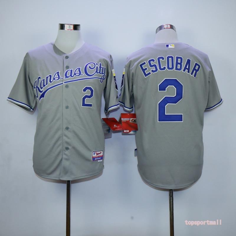 2 Alcides Escobar Stitched Baseball Jersey grey 1