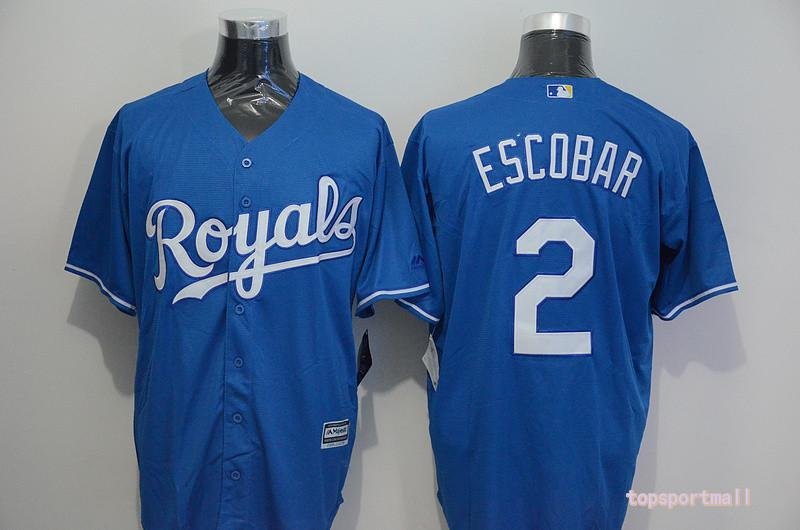 2 Alcides Escobar Stitched Baseball Jersey Color blue 1
