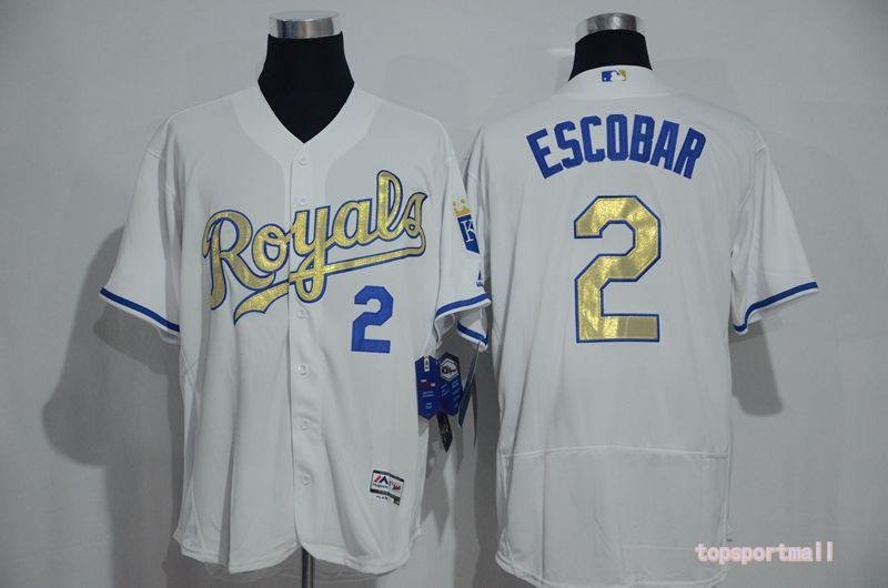 2 Alcides Escobar Stitched Baseball Jersey Color while 1