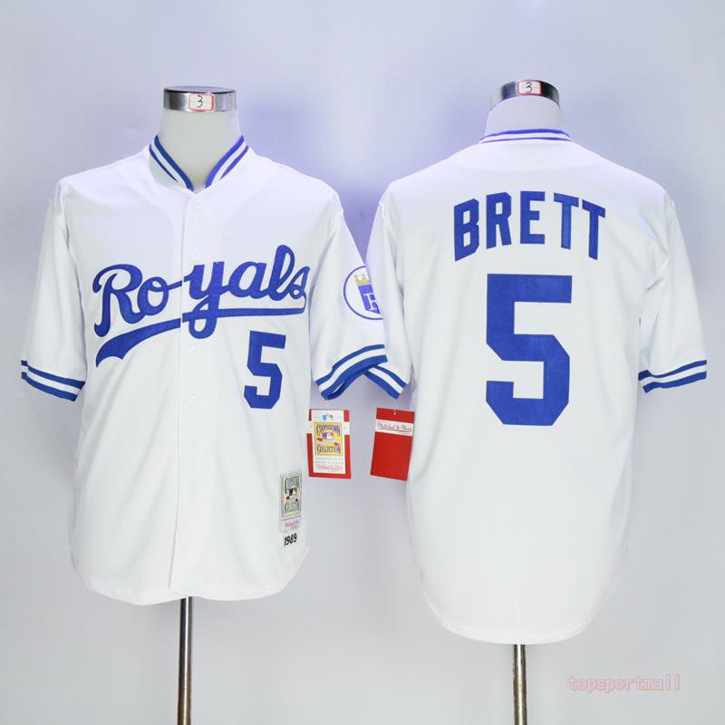 5 George Brett Stitched Baseball Jersey Color while 1