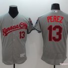 13 Salvador Perez Stitched Baseball Jersey Color grey 2