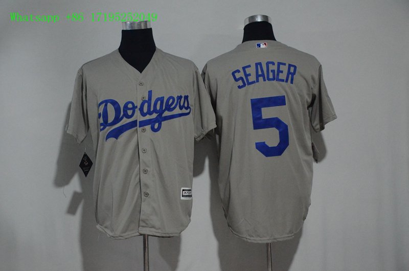 5 Corey Seager Stitched Baseball Jersey Color grey 1