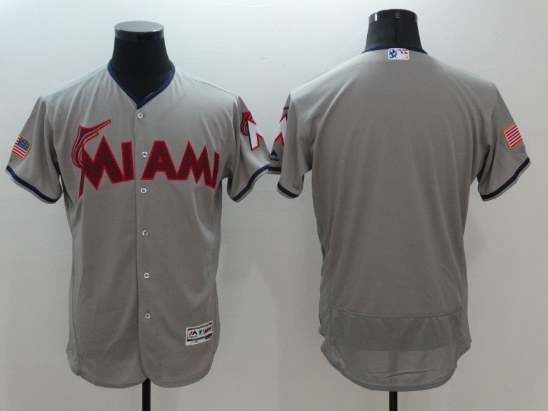 Miami Marlins blank&Acirc;&nbsp;Stitched Baseball Jersey Color grey 1