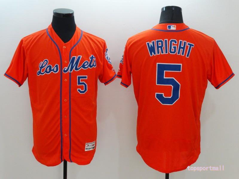 &Acirc;&nbsp;5 David Wright Stitched Baseball Jersey Color orange 1