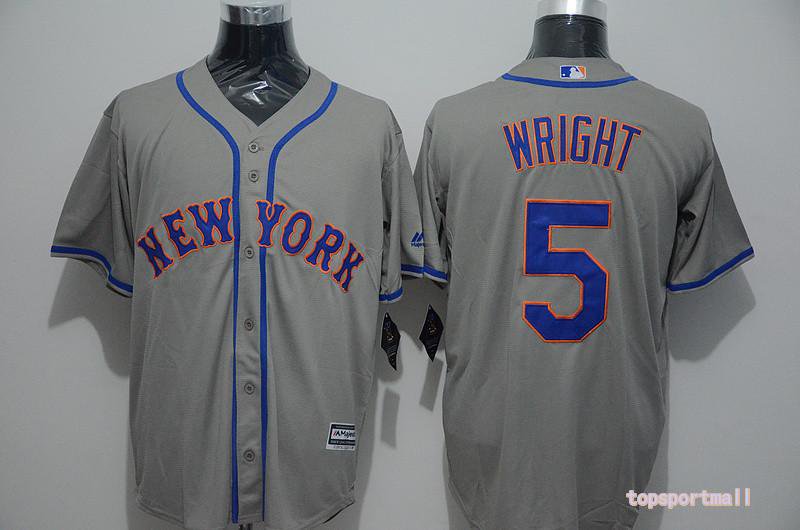 &Acirc;&nbsp;5 David Wright Stitched Baseball Jersey Color grey 1