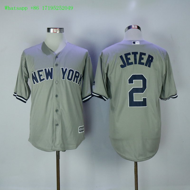 2 Derek Jeter Stitched Baseball Jersey Color grey 1