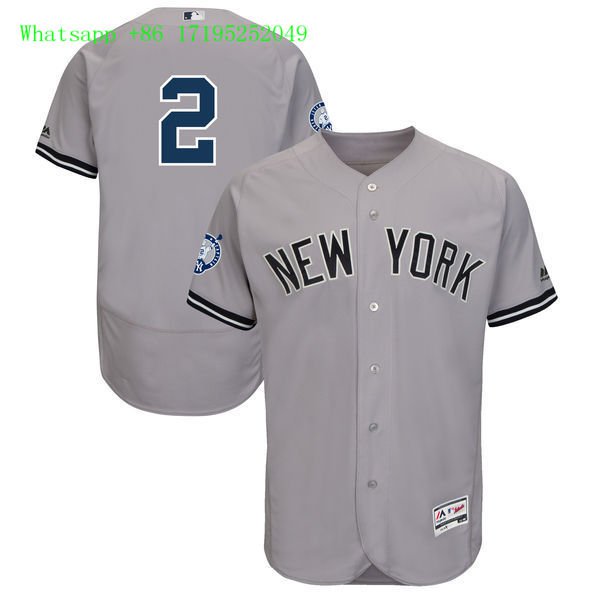 2 Derek Jeter Stitched Baseball Jersey Color grey 2